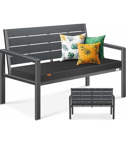 REKORD Gartenbank Gladiator Bis - 185 Cm Parkbank Aus Metall & Holz Für Terrasse & Garten