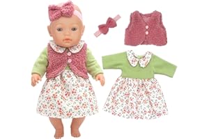 EBUDDY 3pcs Doll Clothes Set include Dress Vest and Headband for 43cm / 17 inch Baby Dolls (No Doll)