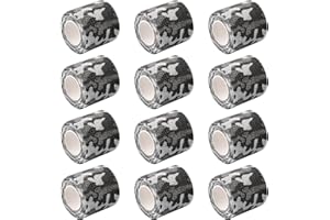 PTJJXA 12 Rolls Elastic Cohesive Bandages, 5 cm x 4.5 m Breathable Self Adhesive Bandage, Non Woven Wrap Tape for Sports Knee Wrists Ankle Sprains Animal Pet Vet (Camouflage Black)