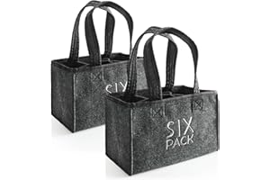 com-four® Bolsa para 2 Botellas - Portabebidas de Fieltro para 6 Botellas - Bolsa de Fieltro Plegable con Asas para Bebidas - Portabebidas de 6 Piezas para Botellas (2 Piezas - Paquete DE Seis)