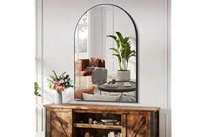 WOLIBEER Badezimmer Spiegel 75 x 50 cm, gewölbter Wandspiegel mit schwarzem Aluminiumrahmen, Spiegel für Badezimmer, Schlafzimmer, Eingangsbereich, Flur, Waschtisch, Heimdekoration usw.