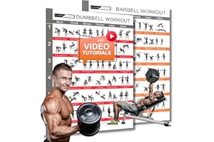 CLEAN SPORTS® Hanteltraining Poster Bundle DIN A1 – Kurzhantel & Langhantel Poster Set mit 72 Übungen & 24 Trainingsplänen – Muskelaufbau, Definition & Krafttraining – Inklusive Videoanleitungen