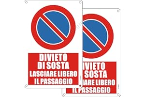 AERHIMIY Cartello Divieto di Sosta Lasciare Libero il Passaggio Metallo Riflettente 20x30 cm, 2 Pezzi Lasciare Libero il Passaggio Alluminio Protezione UV, Impermeabile, Antiruggine, Con fori