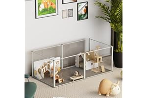 BingoPaw Recinto Box Parto Cani: Recinto Cuccioli Conigli interno Acrilico Box Trasparente Cane Modulare 6 Pannelli Alto 40cm per Animali piccoli con Cuscinetto Telaio Alluminio