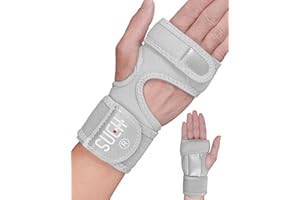 SUEH DESIGN Attelle Poignet, Orthese Poignet réglable pour Soulager la Douleur due au Syndrome du Canal Carpien, Tendinite et Arthrite, Protege Poignet pour Main Droit, Gris