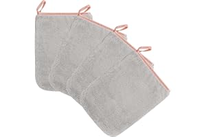 PHOGARY Zestaw 4 rękawic do mycia 16 x 23 cm, koralowy polar z mikrofibry, miękkie myjki do twarzy, ciała, szare