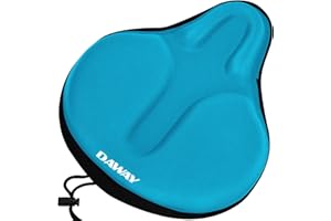 DAWAY Comfortable Exercise Bike Seat Cover - Soft Memory Foam & Gel Padded Bicycle Saddle Cushion for Men Women, Fit for Peloton, Stationary, Cruiser, MTB - Indoor/Outdoor Bike Accessory, XL/Large/M/S