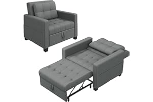 Yaheetech Divano Letto 3 in 1 Imbottito Divanetto Singolo con Schienale Regolabile Divano a 1 Posto per Soggiorno Camera da Letto Poltrona Pieghevole Ufficio Appartamento Grigio Chiaro