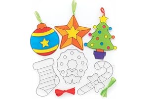 Baker Ross Christmas Suncatcher Decoration – Pack of 10, Kids Paint Your Own Christmas Decoration, Christmas Bauble Arts and Crafts (FC230)