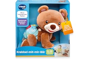 Vtech Baby I Krabbel-mit-Mir-Bär I Interaktives Plüschtier mit Musik, Licht und Sprache für Motorik und Lernen I Krabbelhilfe I Plüschtier I Motorikförderung I Für Kinder 9-36 Monate