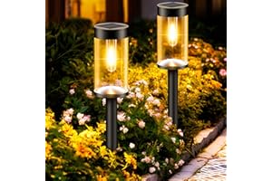 nipify Balizas Solares para Exterior Jardin,2 Paquete Luces Solares Led Exterior Jardin Vintage Impermeables luces solares led exterior jardin suelo para Jardin,Paisaje,Césped,Patio,Pasillo,Camino