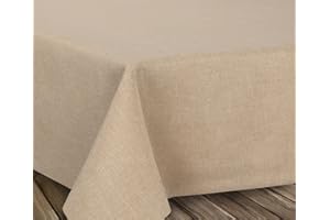 ‎BEAUTEX BEAUTEX fleckenabweisende und bügelfreie Tischdecke - Tischtuch mit Lotuseffekt - Tischwäsche in Leinenoptik, Eckig 130x260 cm, Sand