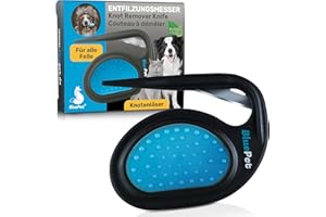 ‎BLUEPET BluePet 1x Entfilzungskamm für Hunde & Entfilzungsmesser Katzen I Feste Knoten & verfilztes Fell entfernen I Entfilzer Pflegemesser für langhaarige Tiere I Knotenkamm, Knotenentferner & Filzkamm