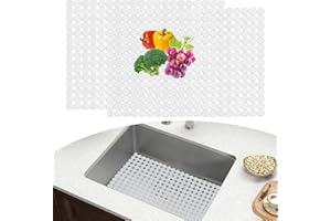 GKSCXEXE 2 Pack Kitchen Sink Mat Protector, 30 * 40cm Cut to Size Sink Protector, Stainless Steel/Ceramic Sink Protector Mat, Fast Dish Draining Mats for Bathroom Kitchen Sink (Transparent)