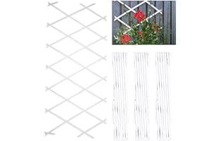 DIVCHI Wooden Trellis Expandable Garden Wall Trellis For Climbing Plants Decoration & Plants Partitioning (Pack Of 3) (180cm x 60cm) (White)