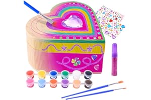 Indrnif Mini Schatztruhe Holzdosen,Schatzkiste Holz zum Bemalen Kinder, Malen Sie Ihre Eigene Herzförmige Holzkiste, Weihnachten Kindertag Geburtstagsgeschenk,Holzbastelsets Geschenke