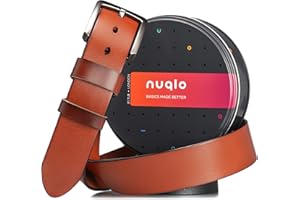 NUQLO Cintura Uomo Pelle vera | No Logo | Cuoio di prima scelta | Fibbia in metallo spazzolato | Nickel Tested | Resistente all’usura e ai graffi