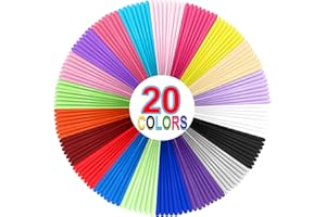 YhuiCxir 3D Pen Filament Refills, 20 Colors 1.75mm PLA Threads, Each Color 5 Metres,Total 100 Metres with 2 Finger Caps, Compatible with SCRIB3D MYNT3D 3D Pen (3D Pen Not Included)