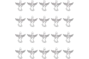 SUNNYCLUE 1 Box 40PCS Christmas Angel Charm Fairy Charms Antique Silver Tibetan Valentines Day Charms Bulk for Jewellery Making Supplies DIY Craft Necklace Bracelet Earring Women Adult
