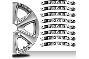 Biomar Labs 8 x PVC Autocollant pour Jante de Moto Auto Cache-Moyeu, Emblème Crâne Skull Voiture RV 28