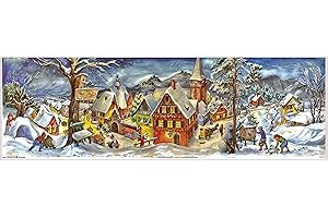 ‎RICHARD SELLMER VERLAG Nostalgischer Adventskalender/Weihnachtskalender mit Bildern und Glimmer "Kleines Dorf im Winter"