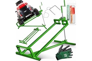 MASKO® Elevador para Tractores de Césped XXL 400 kg Plataforma Elevadora Levantador Cortacésped de Asiento Ayuda para Limpieza Universal +45° de Inclinación Ajustable Incluye Guantes de Trabajo Verde