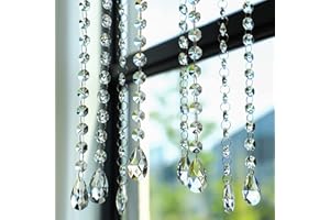 H&D HYALINE & DORA 1ft 10pcs Teardrop Crystals Garland,Crystal Teardrop Chandelier Replacement,Hanging Glass Suncatcher for Window,Wedding Decor