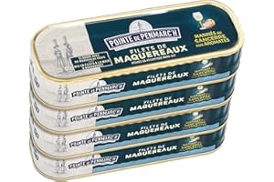 Filets de maquereaux marinés au sancerre Pointe de Penmarc'h le lot de 4 boîtes de 176 g - Livraison en 2 à 3 jours ouvrés depuis la Bretagne