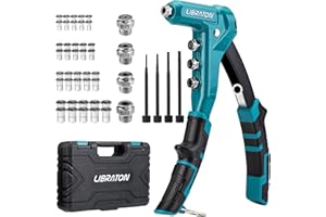 Libraton Pince Ecrou a Rivet, Pince à Insert Fileté, Outil d'écrou de rivet de 9,5 pouce, Filetée Rivet Kit avec Écrous e Mandrins M3, M4, M5, M6, Pistolet à Ecrou Rivets Manuelle