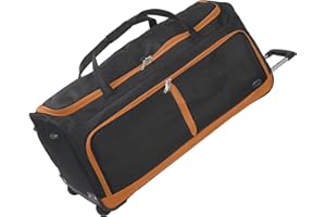Aerostar 28" Medium Lightweight Duffle 2 Wheel Travel Bag Holdall Suitcase Check-in Luggage All Terrain (101L, Orange on Black)