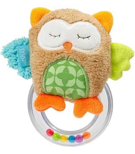 Fehn Mini-Rassel Drache – Mini-Greifling zum Rasseln, Fühlen, Spielen mit kuschelweichem Stoff-Tier – ein treuer Begleiter für Babys und Kleinkinder