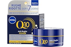 NIVEA Q10 Anti-Rughe Power Crema Viso Notte Extra Rigenerante 50 ml, Crema viso antirughe e idratante, Crema viso Acido Ialuronico, Coenzima Q10 e Creatina per un doppio booster di collagene