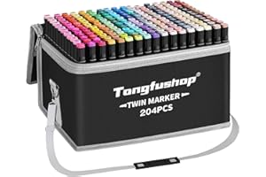 Tongfushop Rotulador de 204 Colores, Rotuladores Alcohol Doble Punta, 2S Secado Rápido Marcadores Permanente con Bolsa de Almacenamiento y Espaciador para Niños, Adultos Bocetos, Cómics, Colorear