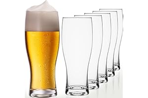 Platinux - Bicchieri da birra da 500 ml (max. 640 ml) in vetro, set da 6 pezzi, bicchieri da birra, bicchieri alti da birra 0,5 l
