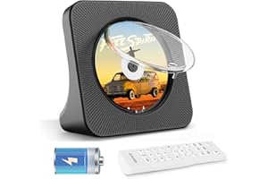 GAONAWAY Lettore CD portatile con Bluetooth, radio FM, USB, AUX, lettore di musica CD ricaricabile con copertura per polvere, macchina musicale nera con altoparlanti hifi