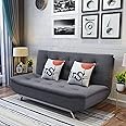 Good Luck Furniture Factory LLC Fabric Multifunction Folding Foam Sofa Bed Set Living Room (Dark Grey)