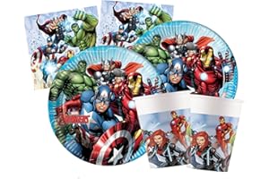 Isola Party Kit festa di compleanno Avengers Mighty eco-friendly (24 piatti, 24 bicchieri, 40 tovaglioli)