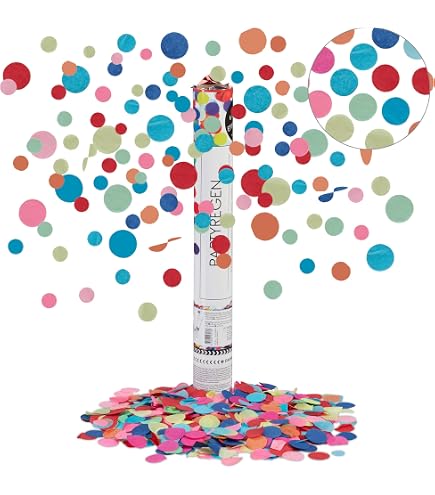 Konfettishooter Set, 4 Stück, 60 Cm Lang – Mit Glitter & Metallic-Konfetti, Reichweite Bis 7 M, Für Partys & Events