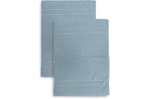 ZER0BED Set 2 Tappetini da Bagno in Spugna, Misura 50x70 cm, Assorbente, 650 g/m², Lavabile in Lavatrice, Asciugatura rapida, Colore Avio