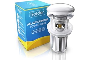 Balder Piletta Click Clack Universale con Troppo Pieno Cromata - Tappo Vasca Da Bagno e Lavandino Pop-Up – Piletta Lavabo Bagno in Ottone – Guarnizioni e Video Istruzioni Inclusi [Senza Attrezzi]