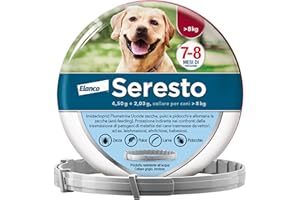 Elanco Seresto Collare antiparassitario, Per cani oltre 8 kg, Elimina pulci, zecche, pidocchi e protegge dal rischio di trasmissione, Della leishmaniosi fino a 8 mesi, 1 pezzo
