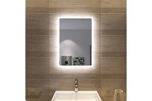 ‎SONNI SONNI Badspiegel mit Beleuchtung 60x40 cm LED Badspiegel Wandschalter Badezimmerspiegel Wandspiegel Lichtspiegel IP44