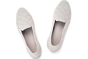 Puxowe Damen Ballerina Flache Schuhe Runde Zehe Strick Kleid Schuhe Niedriger Keil Slip On Ballerina Walking Flats Schuhe für Frauen Bequem Weich