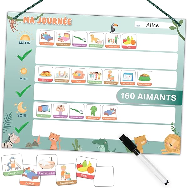 Tableau Routines Mélissa & Doug Matin/Soir | Bois FSC | Autocollants | Enfant 3+ Ans | Apprentissage Autonomie