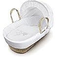ELEGANT BABY White Teddy Wash Day Palm Moses Basket Bedding Set Dressing Cover and Hood Only with Padded Liner (Basket & Fittings not Included)