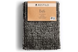 RESTILO Badematte 50x70 cm Badvorleger Badteppich rutschfest Bati Stahl
