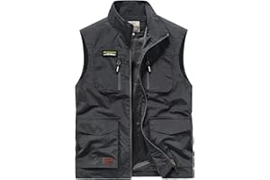 MeiLayM Herren Outdoor Weste mit Vielen Taschen Ärmellose Anglerweste Leicht Atmungsaktiv Ärmellose Jacke Jagd Fotografie Camping Sommer Multifunktionsweste Nylon Angeln Weste