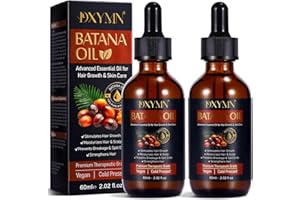 DXYMN Huile de batana,Huile de batana 100% naturelle pour la croissance des cheveux, Élimine les fourches, restaure les cheveux abîmés, améliore l'éclat des cheveux (2 Packs 2x60ML)