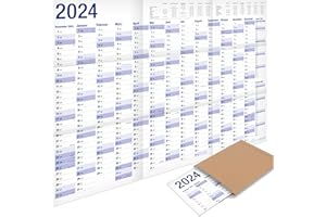 ‎YOHMOE Yohmoe® XXL Year Planner 2024 Wall Calendar (98 x 68 cm) Folded in Poster Size Landscape Format Folded Wall Planner Year Calendar Poster Calendar Pack of 1