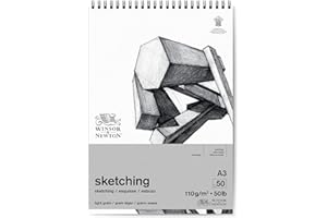 Winsor & Newton Papel - Bloc de papel de esbozo en espiral, extra blanco 110g A3 50 hojas